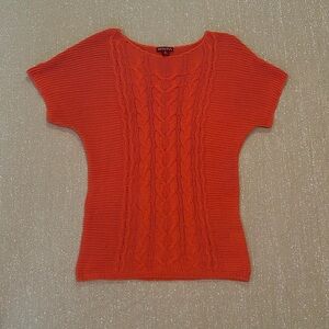 Merona orange cable knit short sleeve sweater, size S